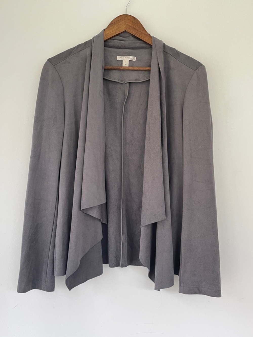 Dana Buchman Gray Draped Open-Front Jacket